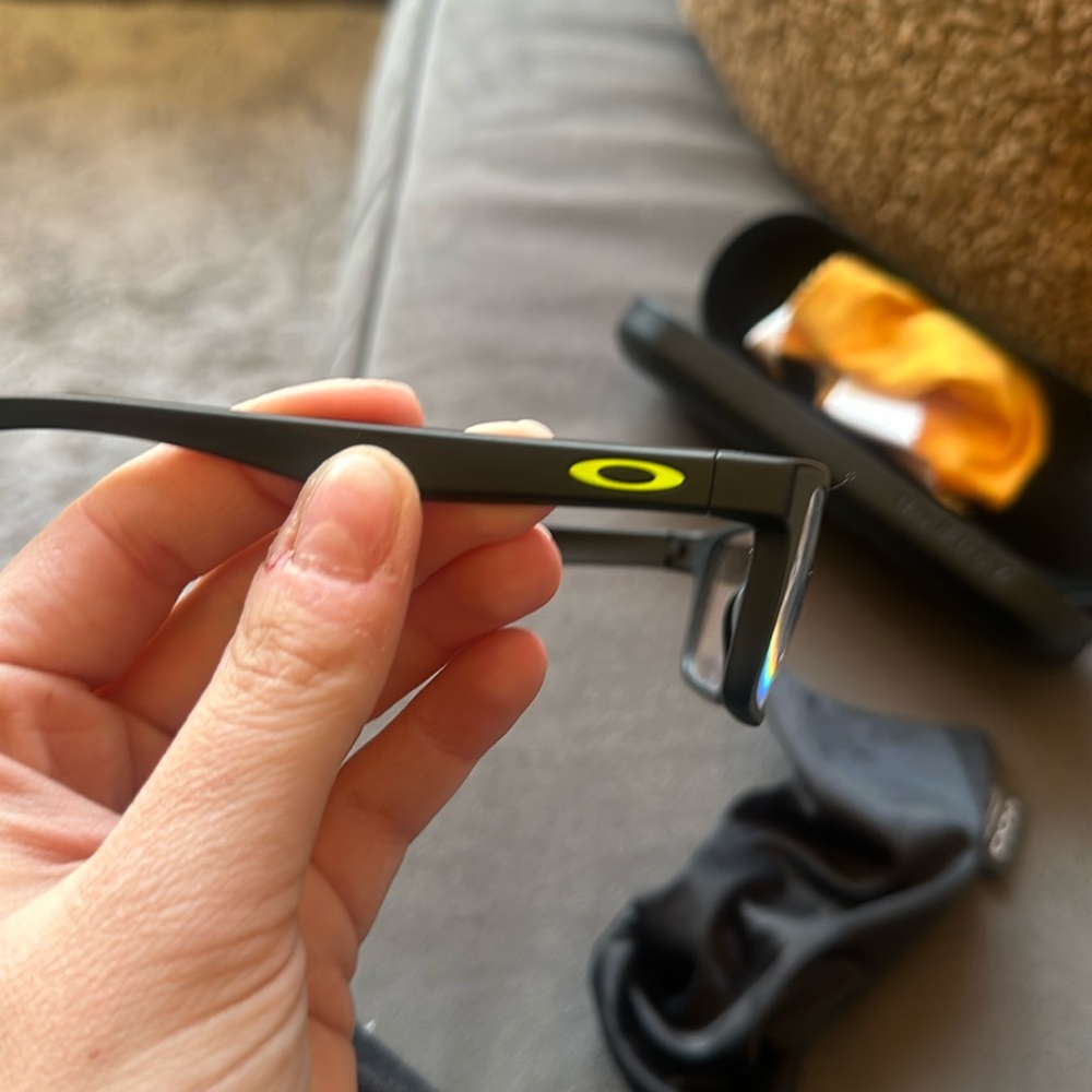 Oakley Black Rectangular Eyeglass Frames with Yellow Logo - Picture 2 of 5